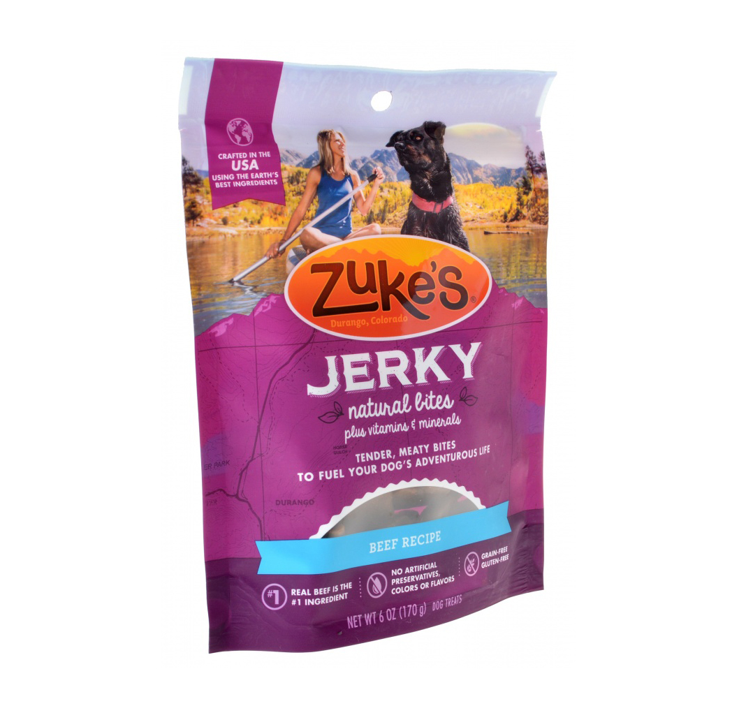 Zukes Jerkey Naturals Dog Treat - Tender Beef Recipe - 6 oz