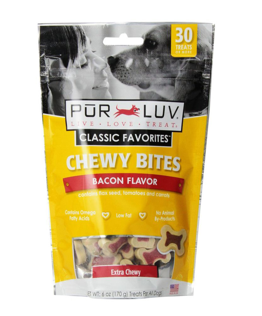 Pur Luv Chewy Bites Bacon Flavor Dog Treats - 6 oz