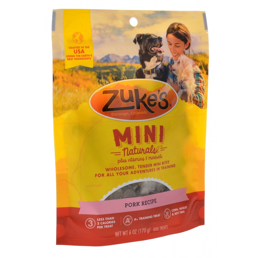 Zukes Mini Naturals Moist Dog Treats - Roasted Pork Recipe - 6 oz