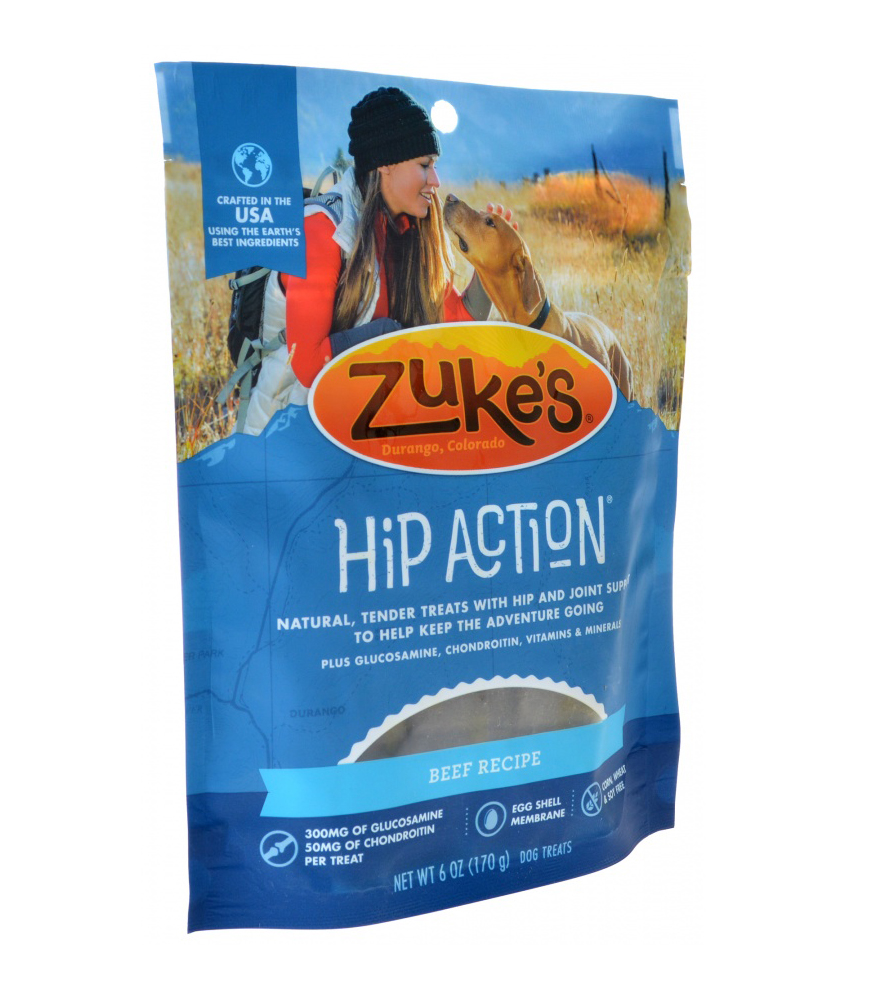 Zukes Hip Action Hip and Joint Supplement Dog Treat - Roasted Beef Recipe - 6 oz