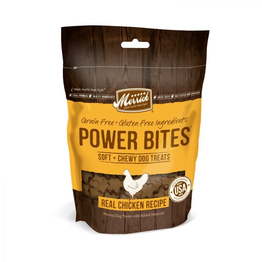 Merrick Power Bites Soft and Chewy Dog Treats - Real Chicken Recipe - 6 oz