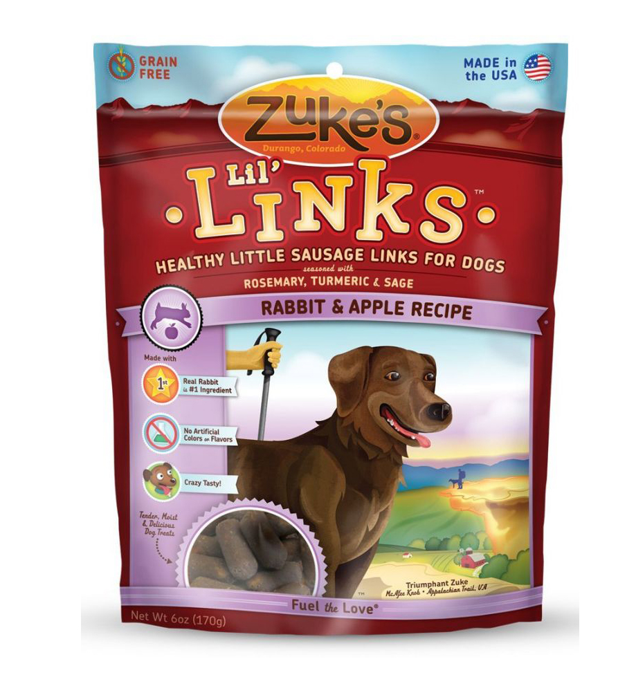 Zukes Lil' Links Dog Treat - Rabbit and Apple Recipe - 6 oz