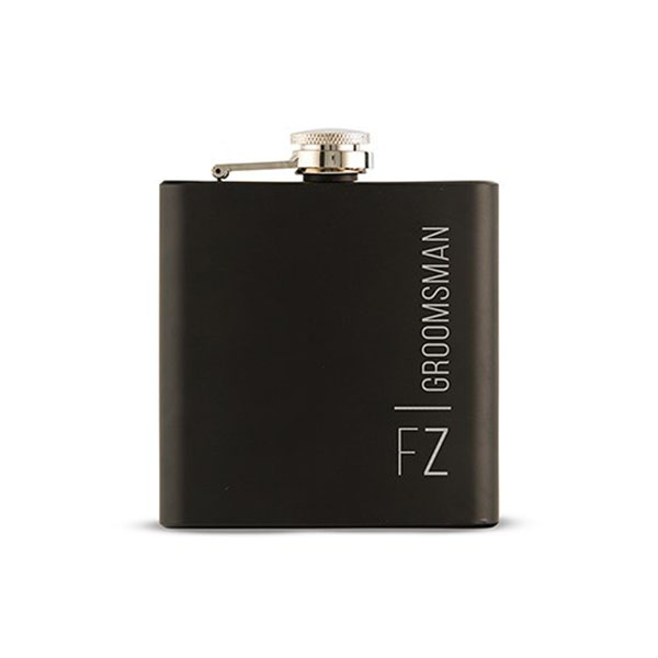 Vertically Personalized Black Hip Flask