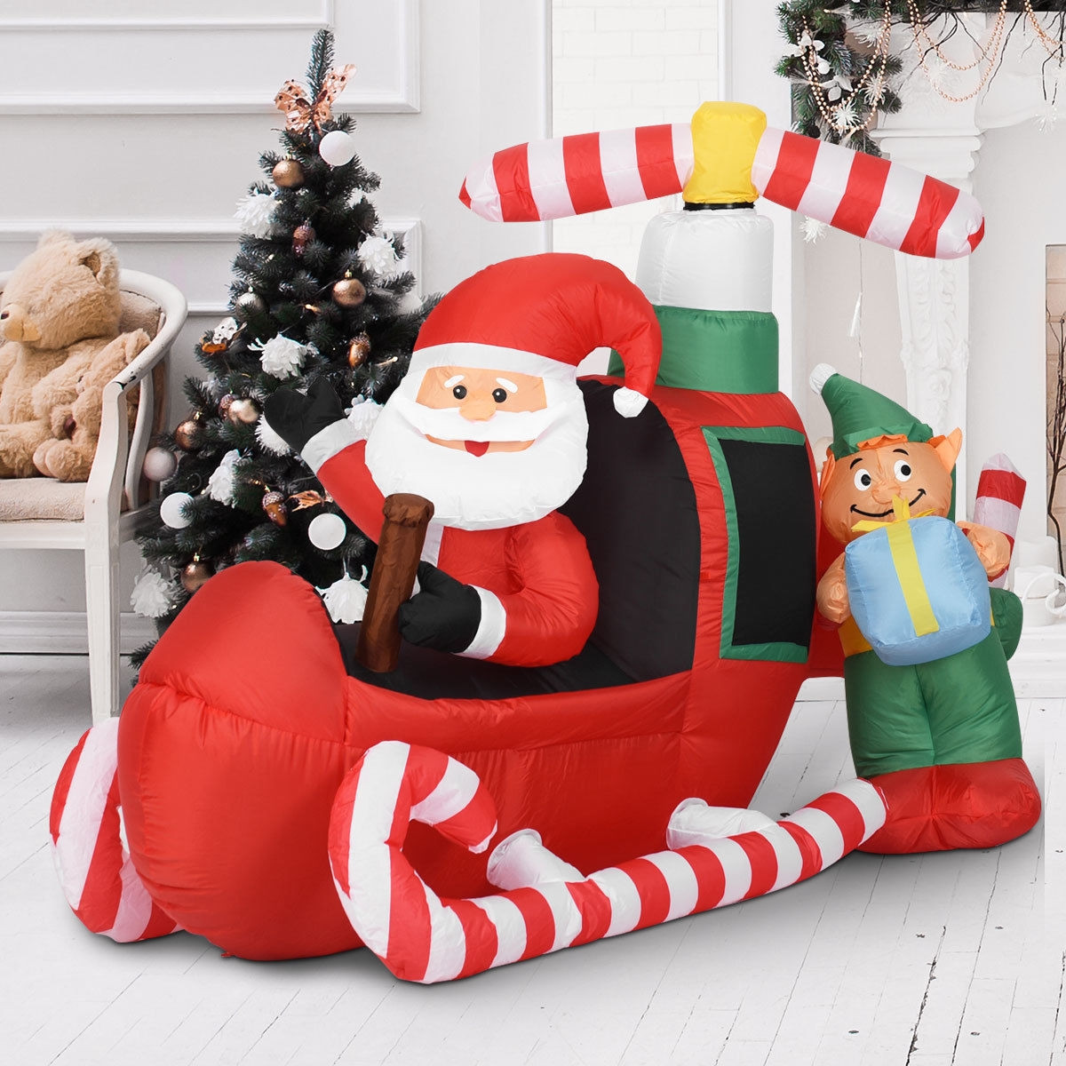 6 Ft. Christmas Decoration Inflatable Flying Airplane Santa
