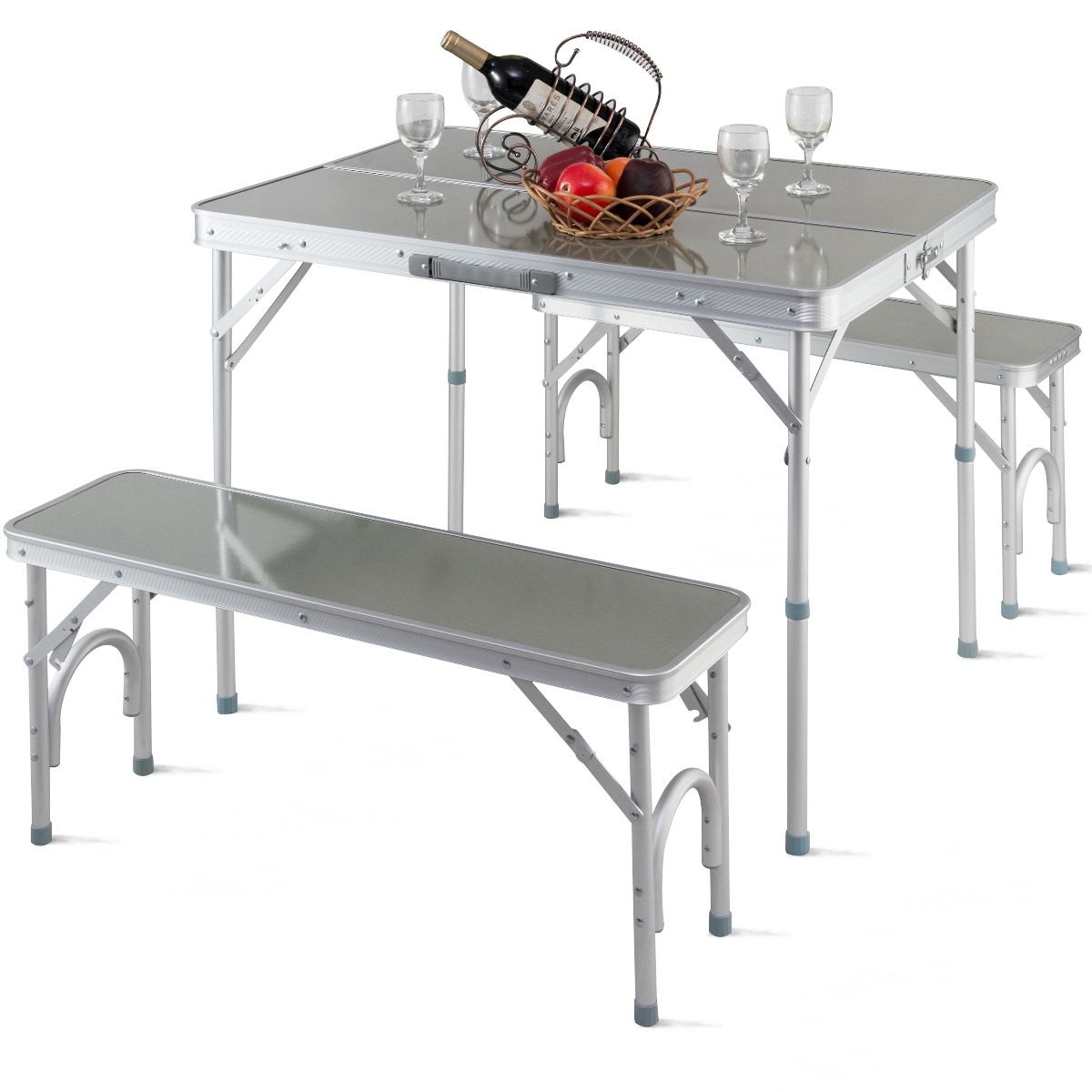 Aluminum Portable Folding Picnic Table With 2 Benches