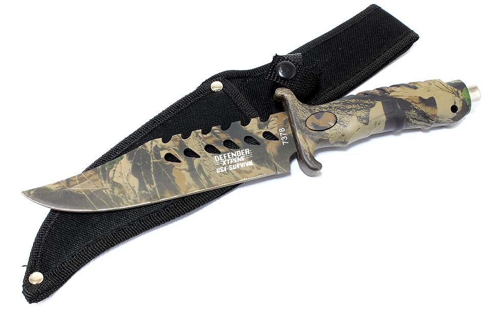 10.5 in. Fixed Blade Camouflage Hunting Knife Stainless Steel