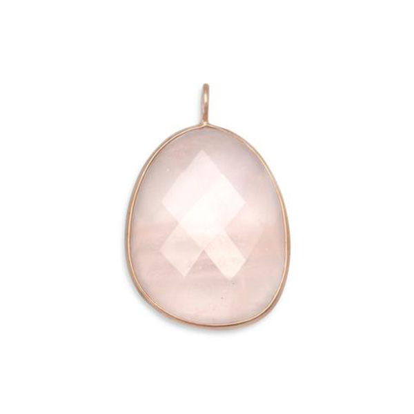 14 Karat Rose Gold Plated Rose Quartz Pendant