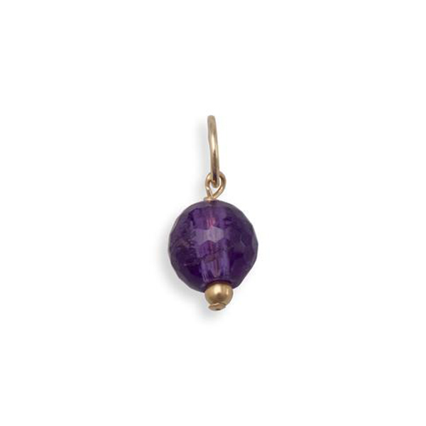 14 - 20 Gold Filled Faceted Amethyst Bead Charm - February Birthstone