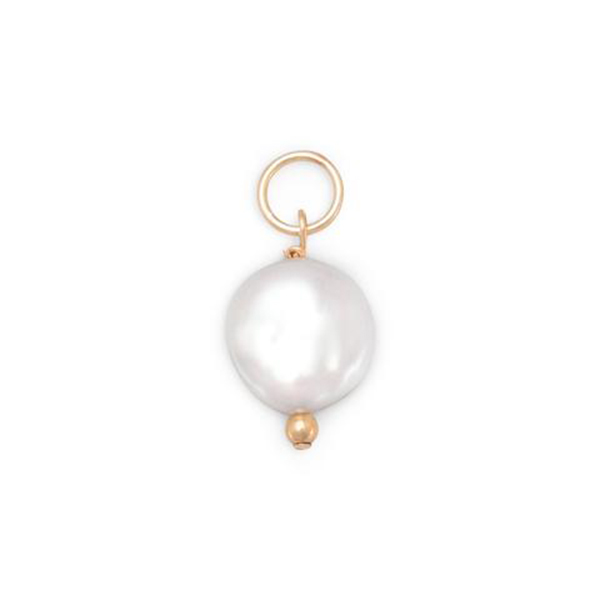 14 - 20 Gold Filled Cultured Freshwater Coin Pearl Charm - June Birthstone