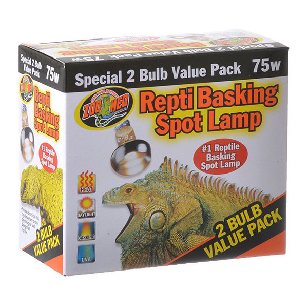 Zoo Med Repti Basking Spot Lamp Replacement Bulb - 75 Watts - 2 Pack