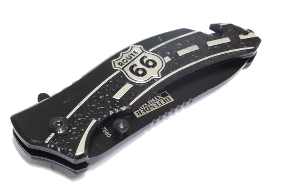 8 in. Defender Xtreme Spring Assisted Knife with Serrated Stainless Steel Blade - Grey