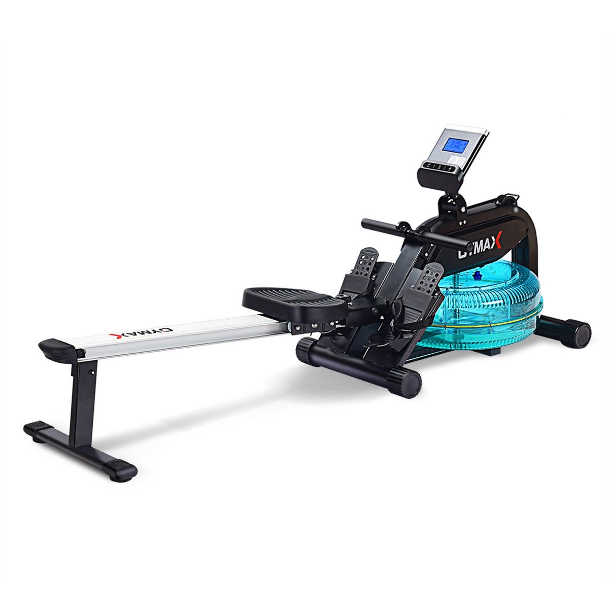 Indoor Rowing Machine With Adjustable Resistance Water Wheel LCD Monitor And Heart Rate Sensor