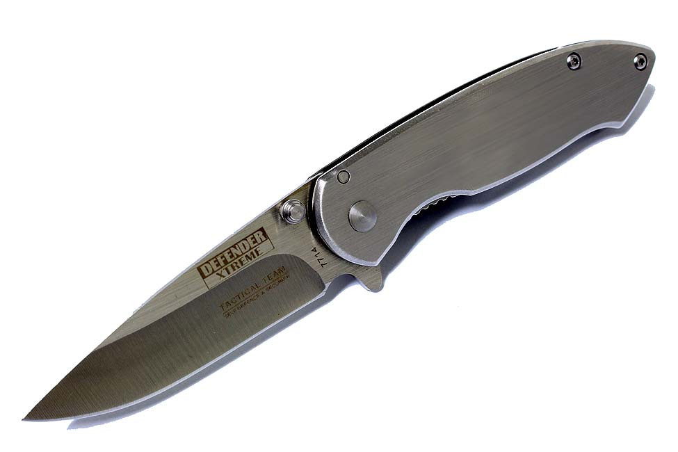 6.5 in. Defender Xtreme Spring Assisted Metallic Gray Knife with Belt Clip