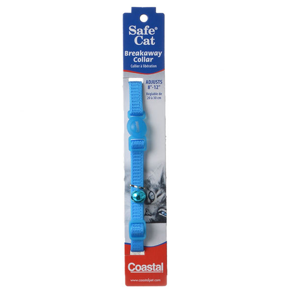 Coastal Pet Safe Cat Nylon Adjustable Breakaway Collar - Blue Lagoon - 8 in. - 12 in. Neck - 4 Pieces