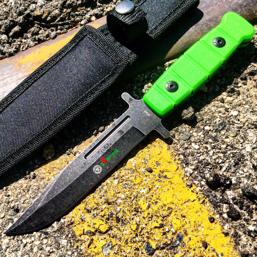 9 in. Zomb-War Stainless Steel Hunting Knife with Stone Washed Blade