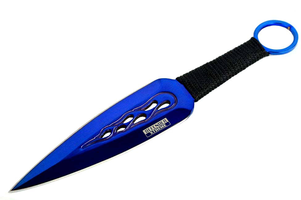 9 in. Defender Xtreme Blue Throwing Knife with Sheath
