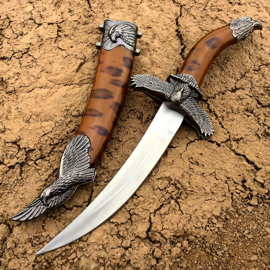 14 in. Brown Eagle Mongolian Dagger with Sheath