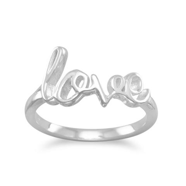 Polished Script love Ring