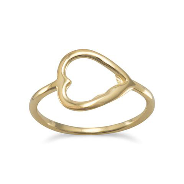 Open Your Heart 14 Karat Gold Plated Sterling Silver Ring