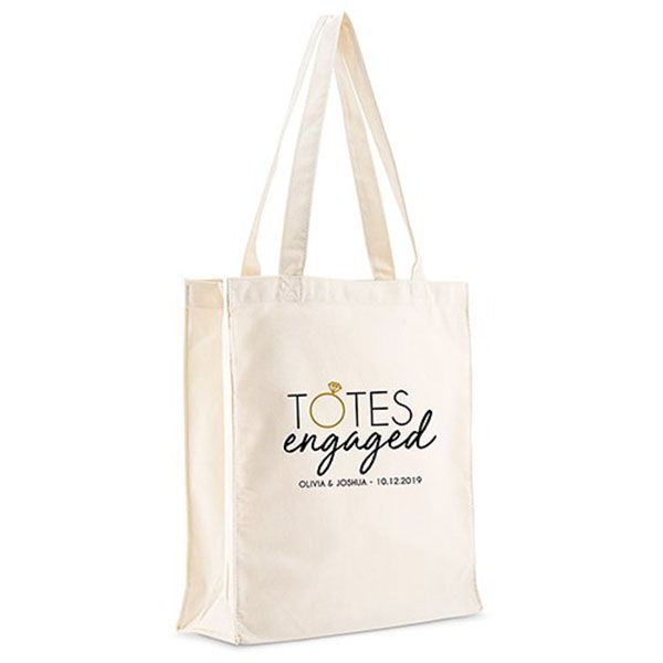 Personalized White Cotton Canvas Tote Bag - Totes Engaged