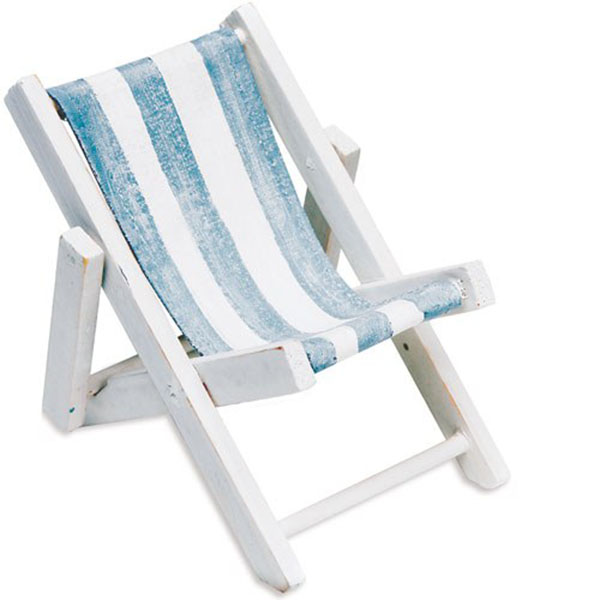 Mini Blue And White Striped Deck Chairs Beach Favor - Pack of 8