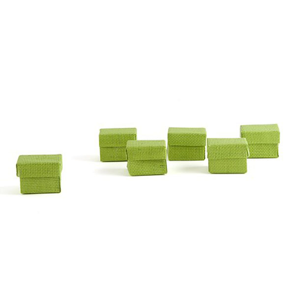 Natural Woven Favor Boxes With Lids - Grass Green - Pack of 6 - 2 Pieces