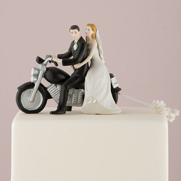 Motorcycle Get-away Wedding Couple Figurine
