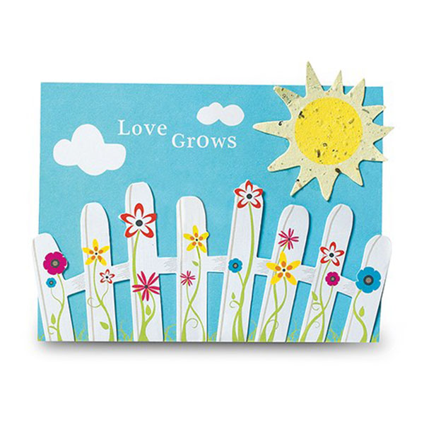 Love Grows Picket Fence With Seeded Paper Sun