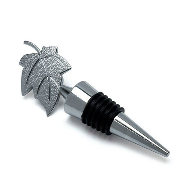 Silver Leaf Wine Bottle Stopper Gift Boxed - 4 Pieces