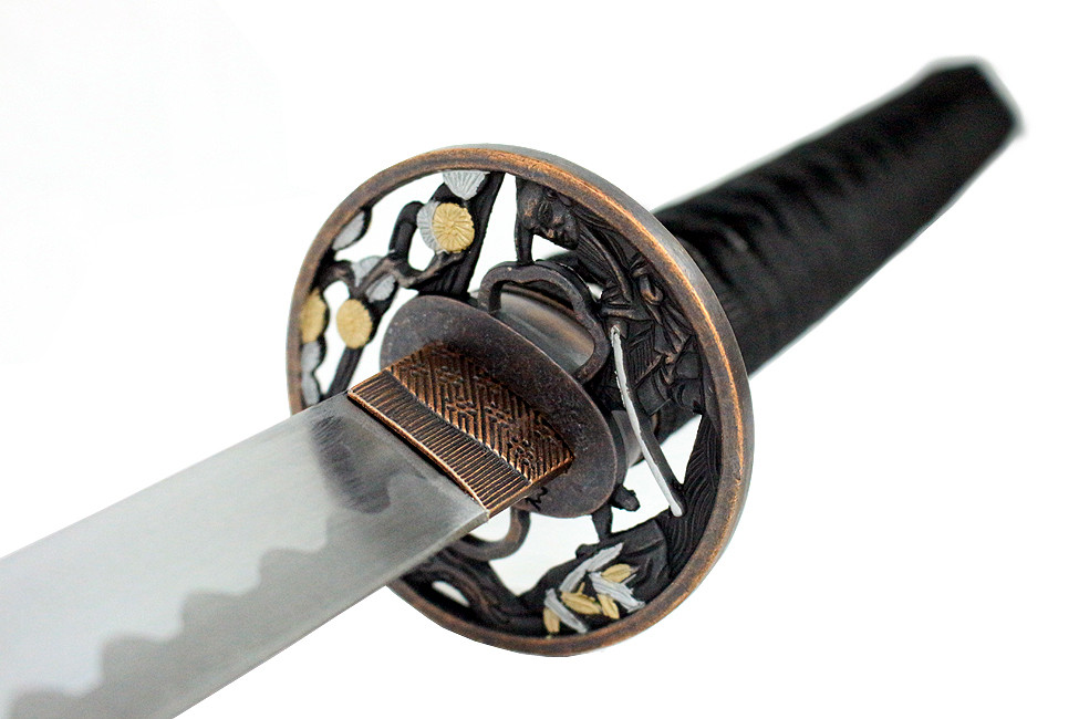 40.5 in. Black Collectible Katana Samurai Sword With Flower Design