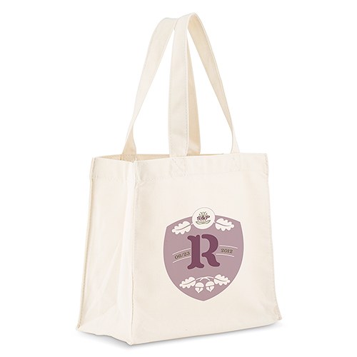Personalized White Cotton Canvas Tote Bag - Acorn Monogram