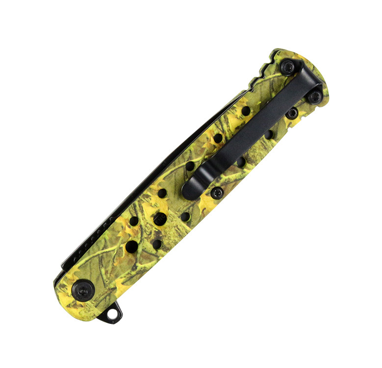 7.25 in. Defender Xtreme Dark Green Camouflage Folding Spring Assisted Knife