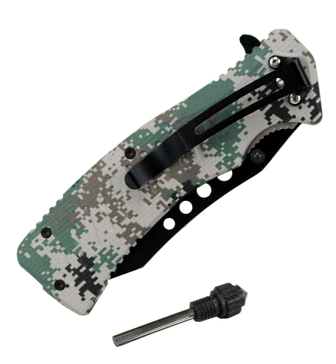 9 in. Defender Xtreme Spring Assisted Knife with Fire Starter Digital Camo