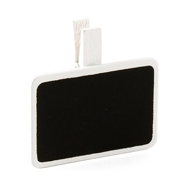 Miniature Rectangular Wooden Black Board Clip With White Wash Finish