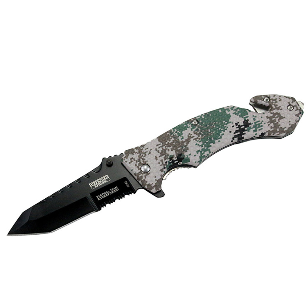 8 in. Spring Assisted Digital Camo Knife and Belt Cutter