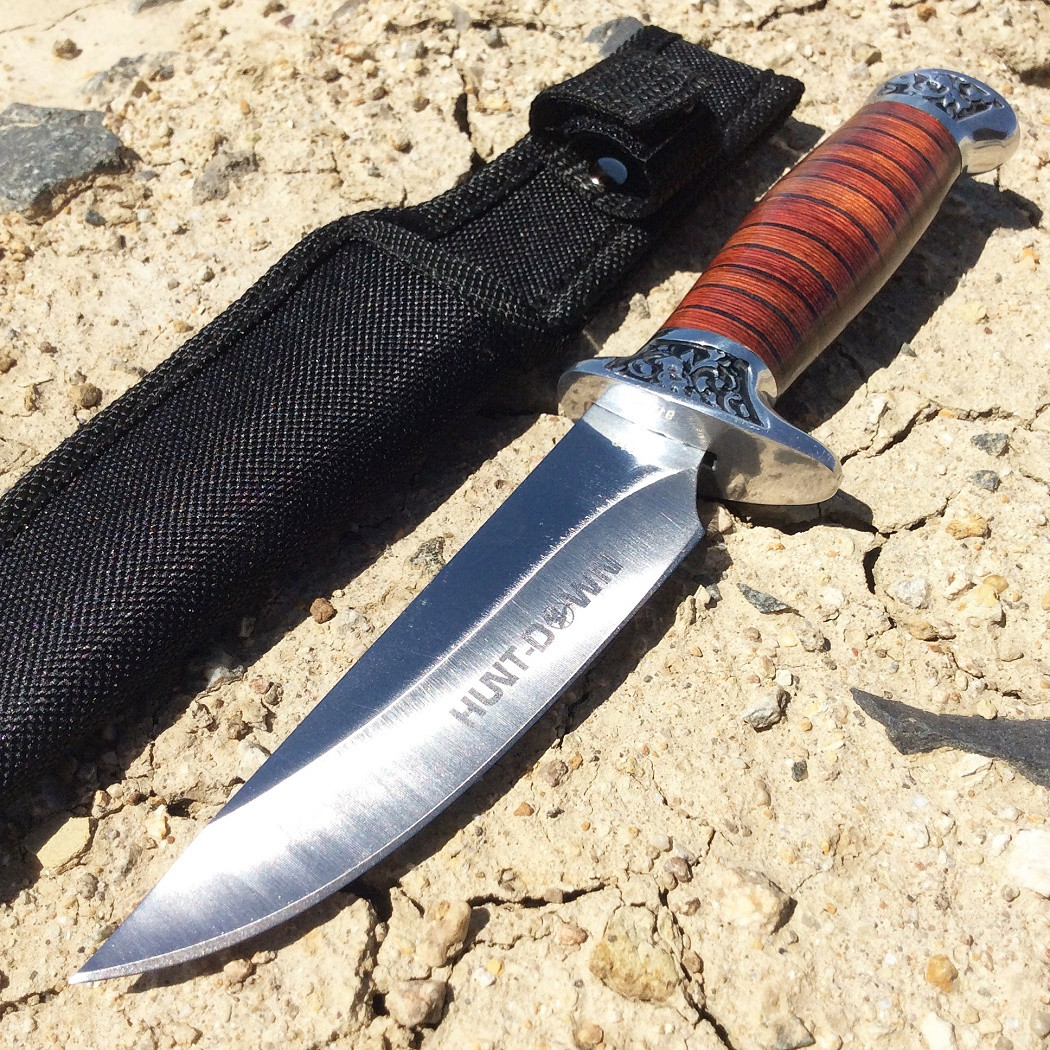 8 in. Hunt-Down fixed Blade Hunting Knife with Nylon Sheath