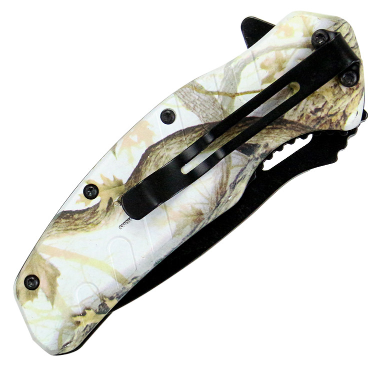 8 in. Defender Xtreme Snow Woodland Camo Spring Assisted Knife