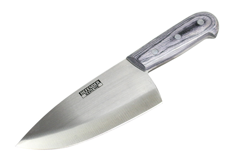 10 in. Defender Xtreme Butcher Knife Stainless Steel Blade with Grey Wood Handle