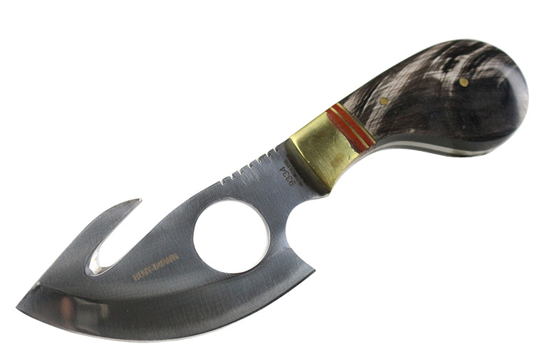 7 in. Huntdown Full Tang Skinner Knife with Fore Finger grip and Leather Sheath