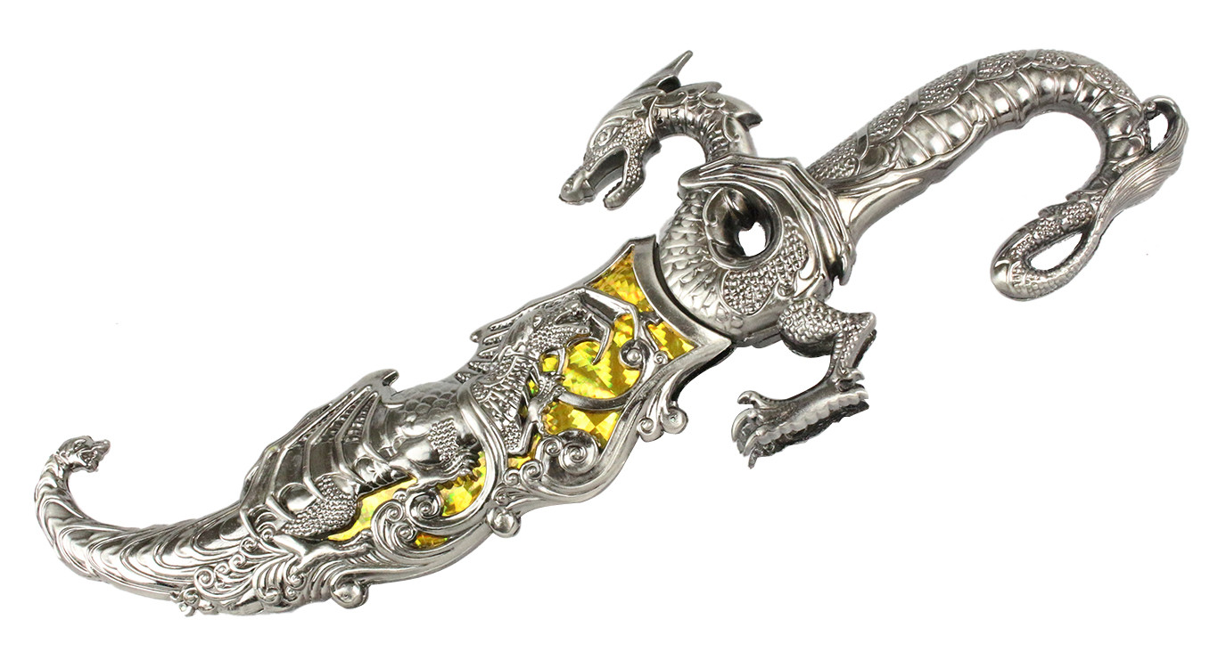 17 in. Collectible Fantasy Yellow Dragon Dagger