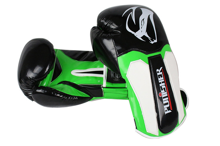 12 oz Adult Size Last Punch Black and Green Punisher Boxing Gloves