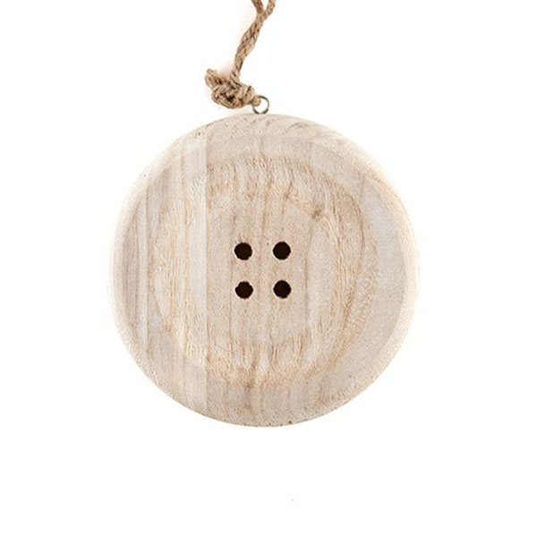 Charming Wooden Button Decoration With Natural Finish - Small - 3 Pieces