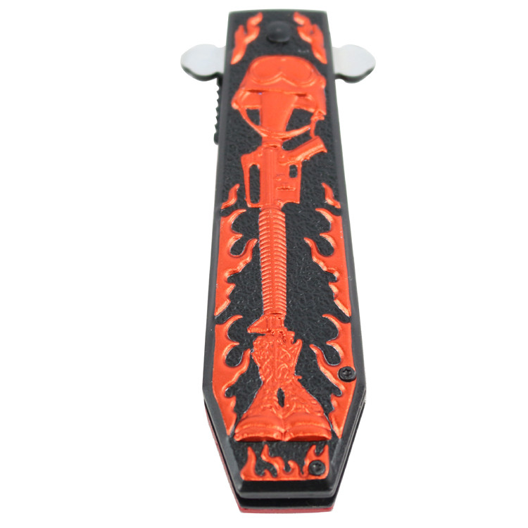 9.5 in. Hunt Down Coffin Handle with USA/Orange M16 Design Spring Assisted Knife