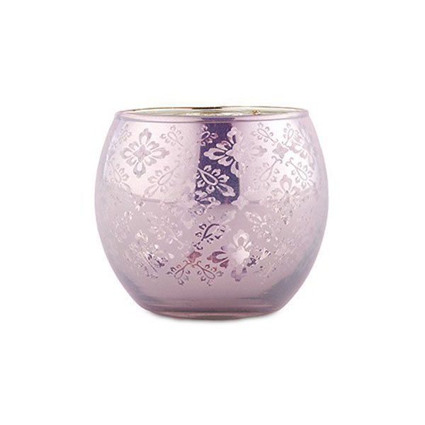 Small Glass Globe Votive Holder With Reflective Lace Pattern - Pack of 6 - Lavender - Pack of 6