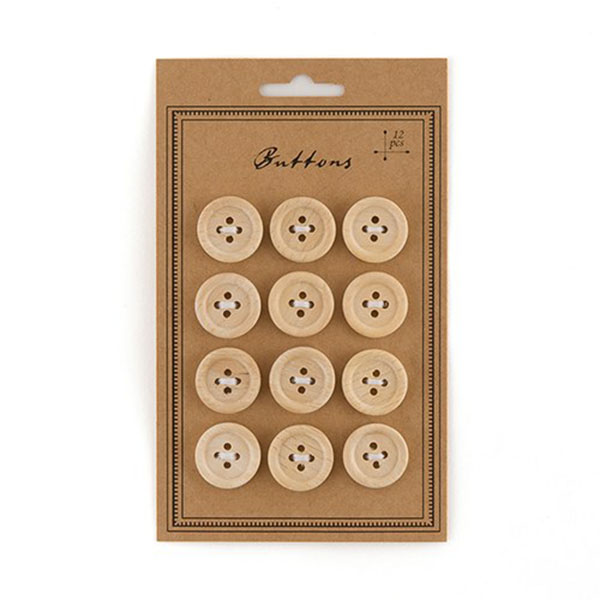 Natural Wood Buttons - 3 Pieces