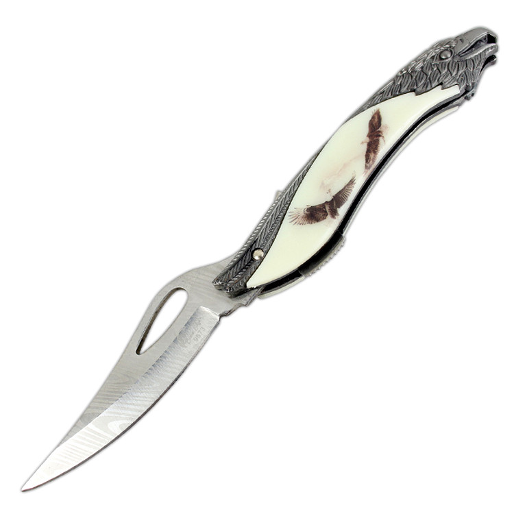 TheBoneEdge 8.5 in. Eagle Pattern Handle Folding Knife With Gift Box
