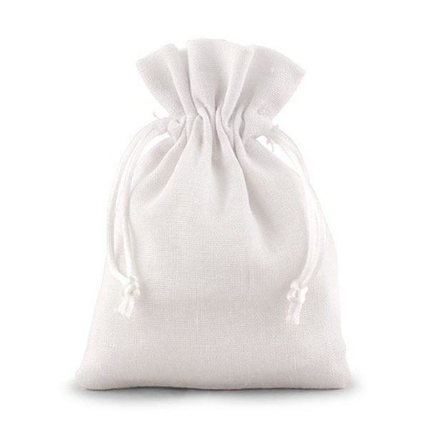 White Linen Drawstring Favor Bag 6