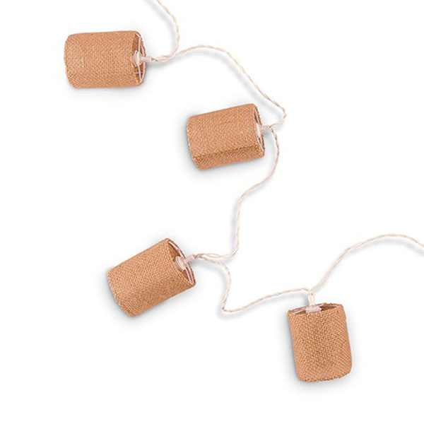 String Of Lights With Natural Burlap Shades - Battery LED