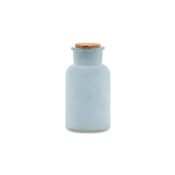 Frosted Sea Blue Bottle With Cork Stopper - 2 Pieces