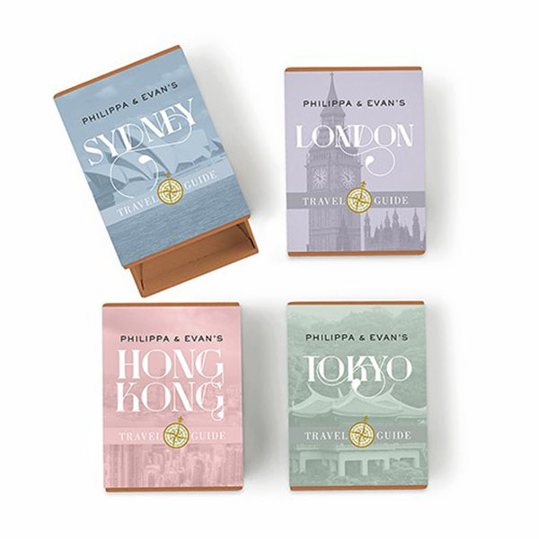 Kraft Drawer-Style Favor Boxes With Destination City Names - Pack of 8 - 4 Pieces